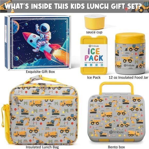 Kids Bento Box with Insulated Lunch Bag, Food Jar & Ice Pack Set - Picture 2 of 8